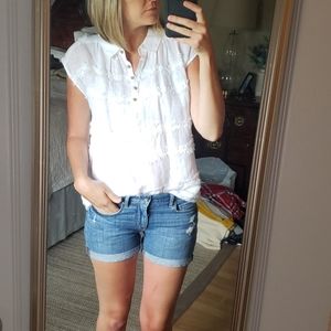 Vince Camuto sz S Womens White Linen Blouse